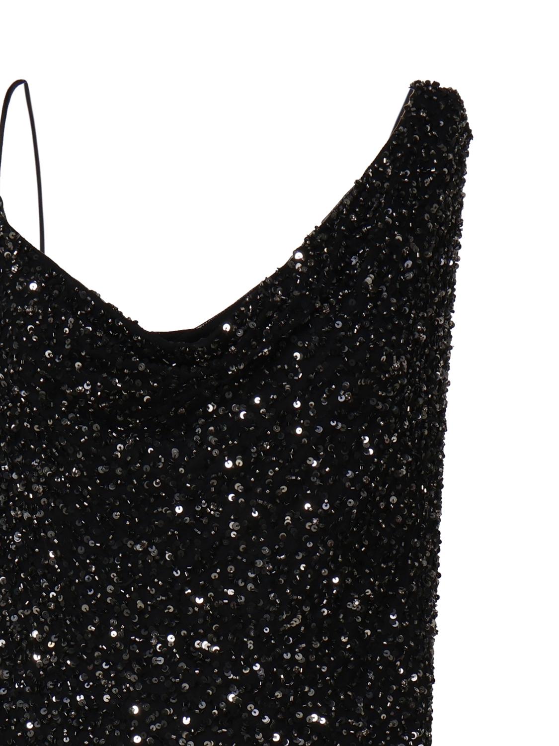 Abito lungo in paillettes FW22-5612 -GUNMETAL BLACK GNBLK RETROFÊTE 