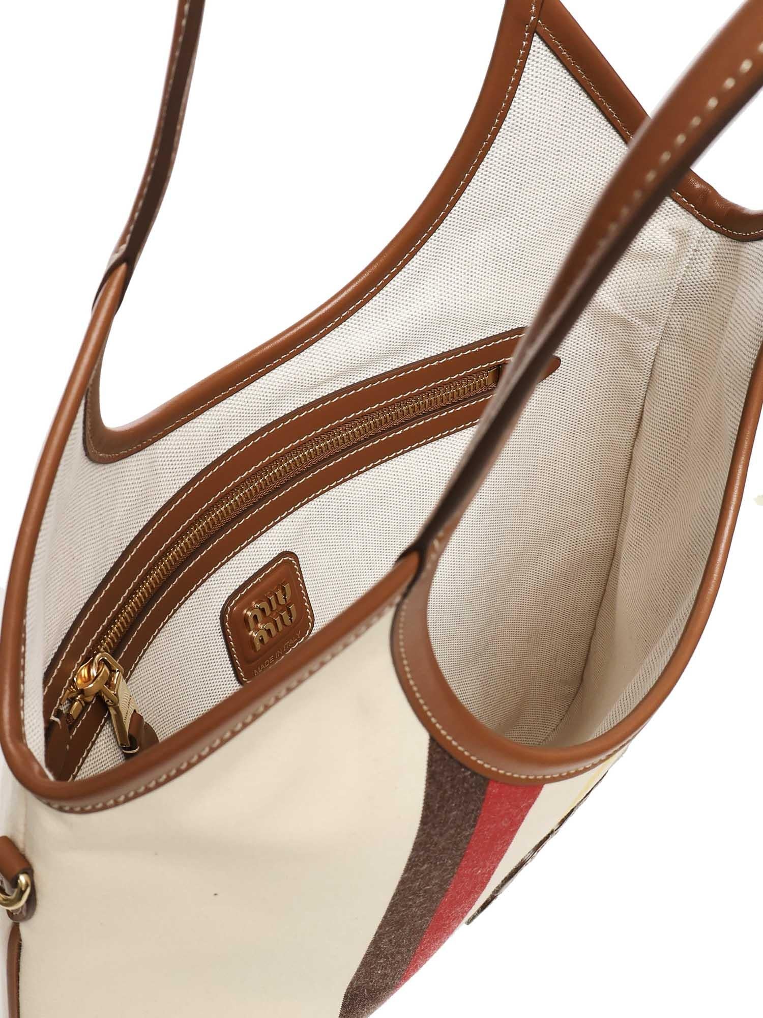 Borsa IVY in canvas e pelle 5BG231 2IBCF061W MIU MIU 