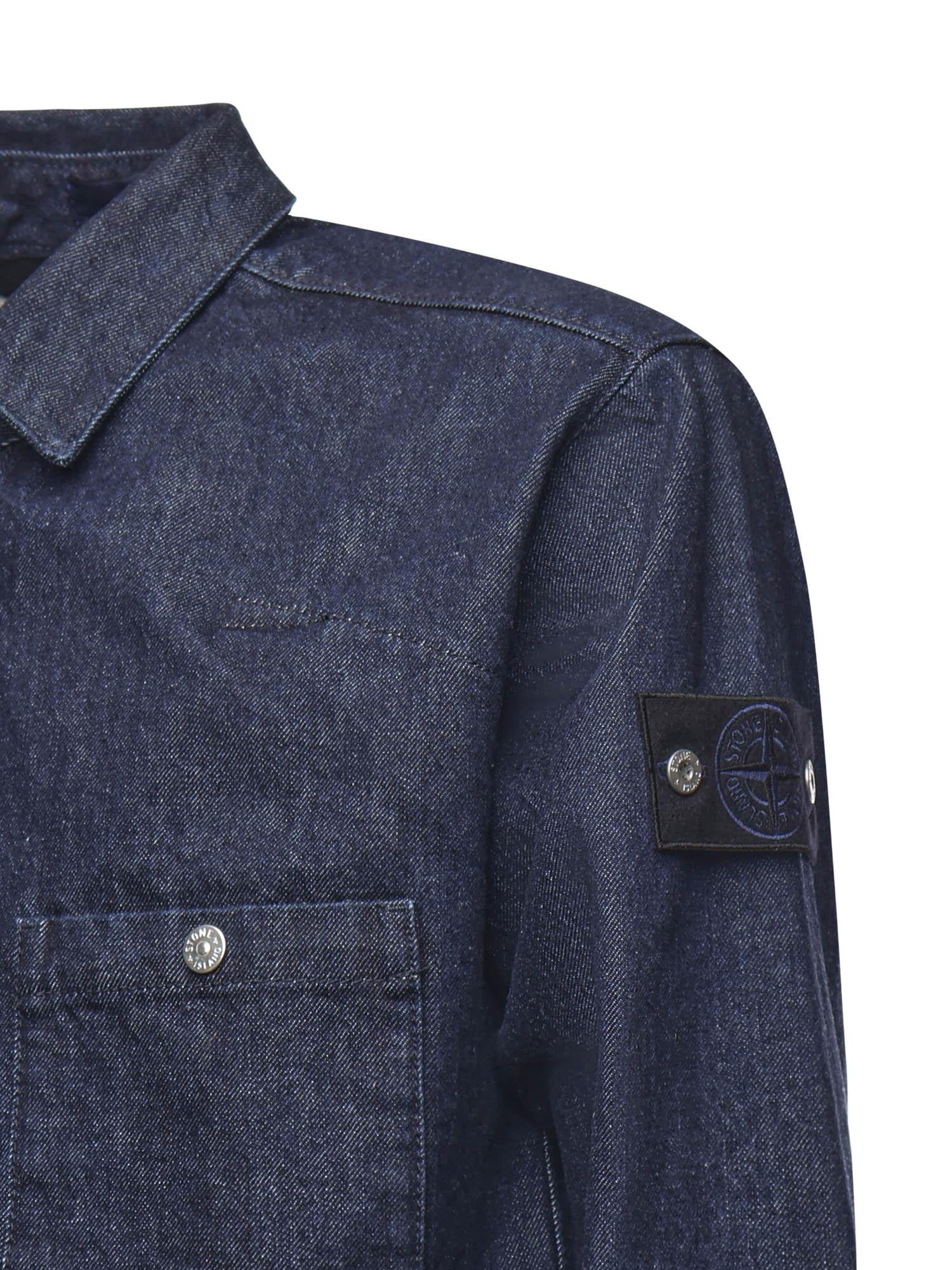 Overshirt in denim con logo K2S151100008 S00J7VJ201 STONE ISLAND 