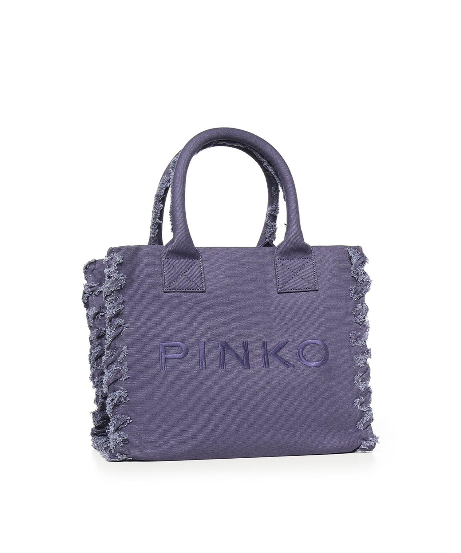 Borsa shopper Beach in canvas con logo 106673 A3A4J05 PINKO 
