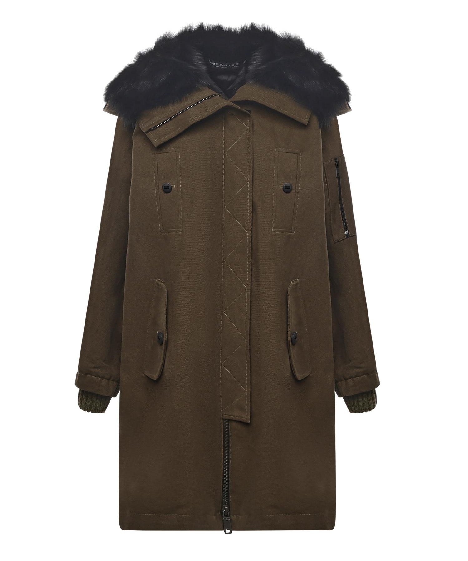 Piumino lungo con finiture in pelliccia F9U05Z FU6YDV0531 DOLCE & GABBANA 
