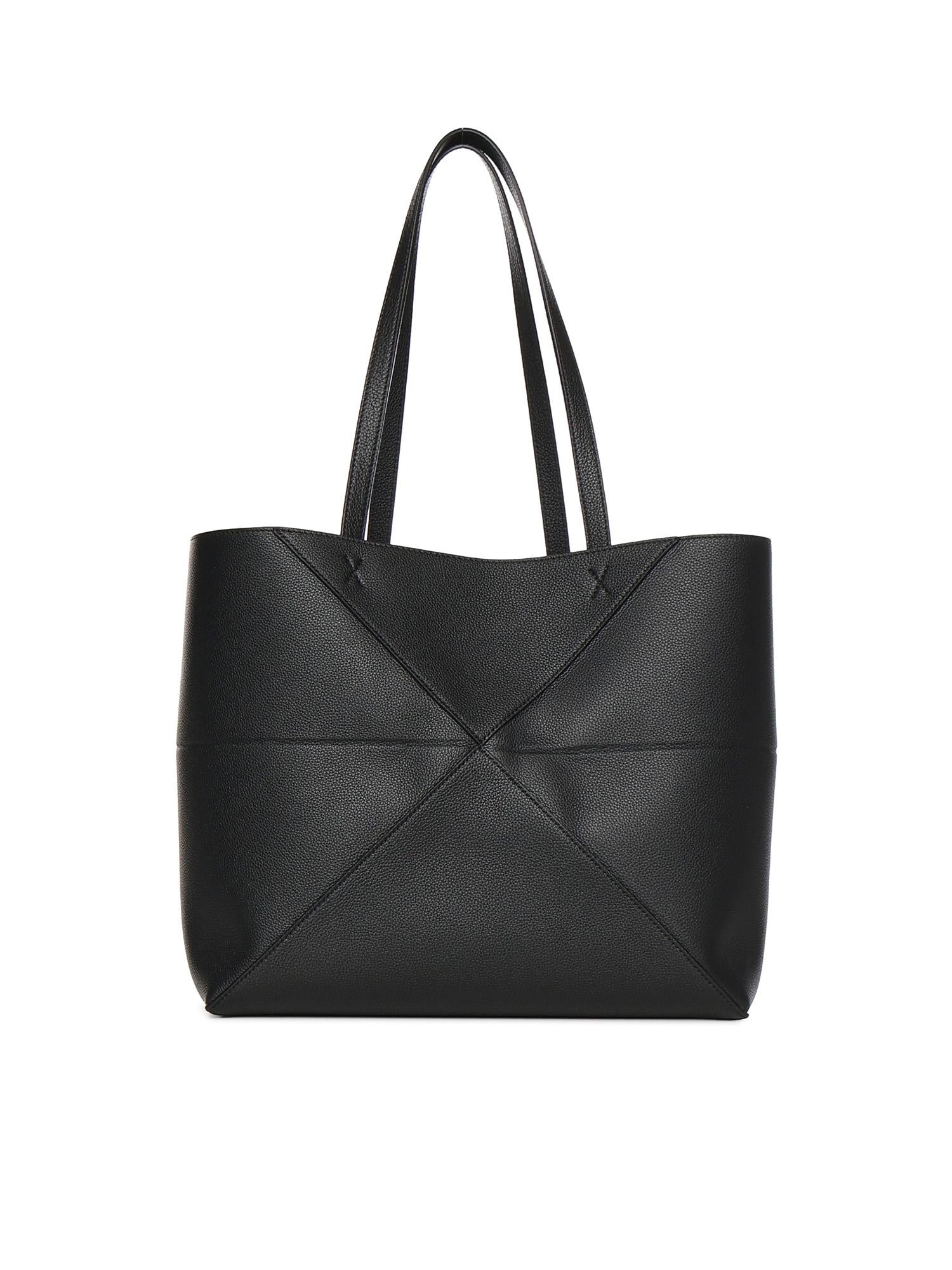 Borsa Tote Puzzle Fold media in pelle di vitello A779PEWX04 1100 LOEWE 