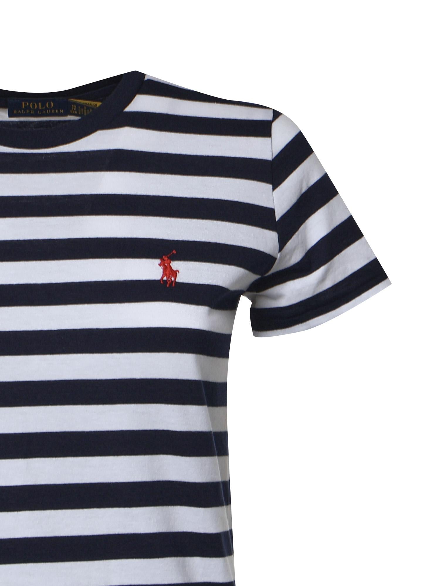 T-shirt in cotone a righe con logo 211B17779 003 POLO RALPH LAUREN 