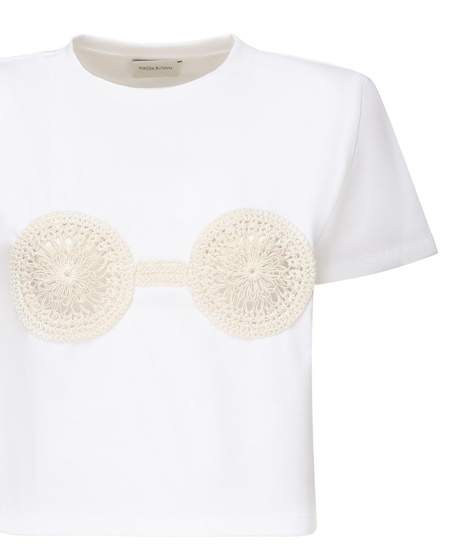T-shirt cropped con reggiseno all'uncinetto 1083210009857  MAGDA BUTRYM 