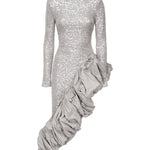 Abito midi asimmetrico con paillettes 114315 039 ROTATE 