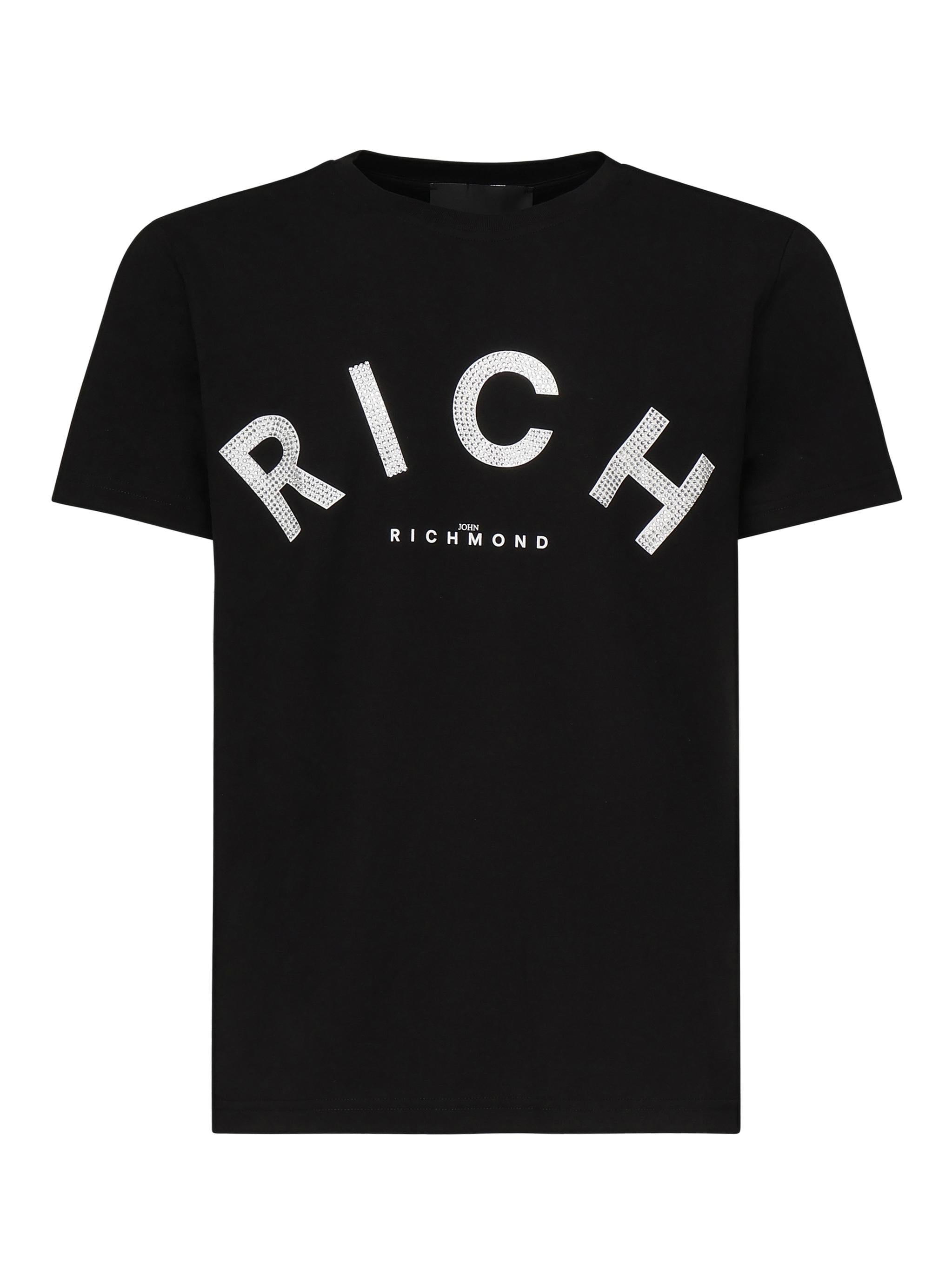 T-shirt con logo<BR/> RMP25478TS BLACK JOHN RICHMOND 