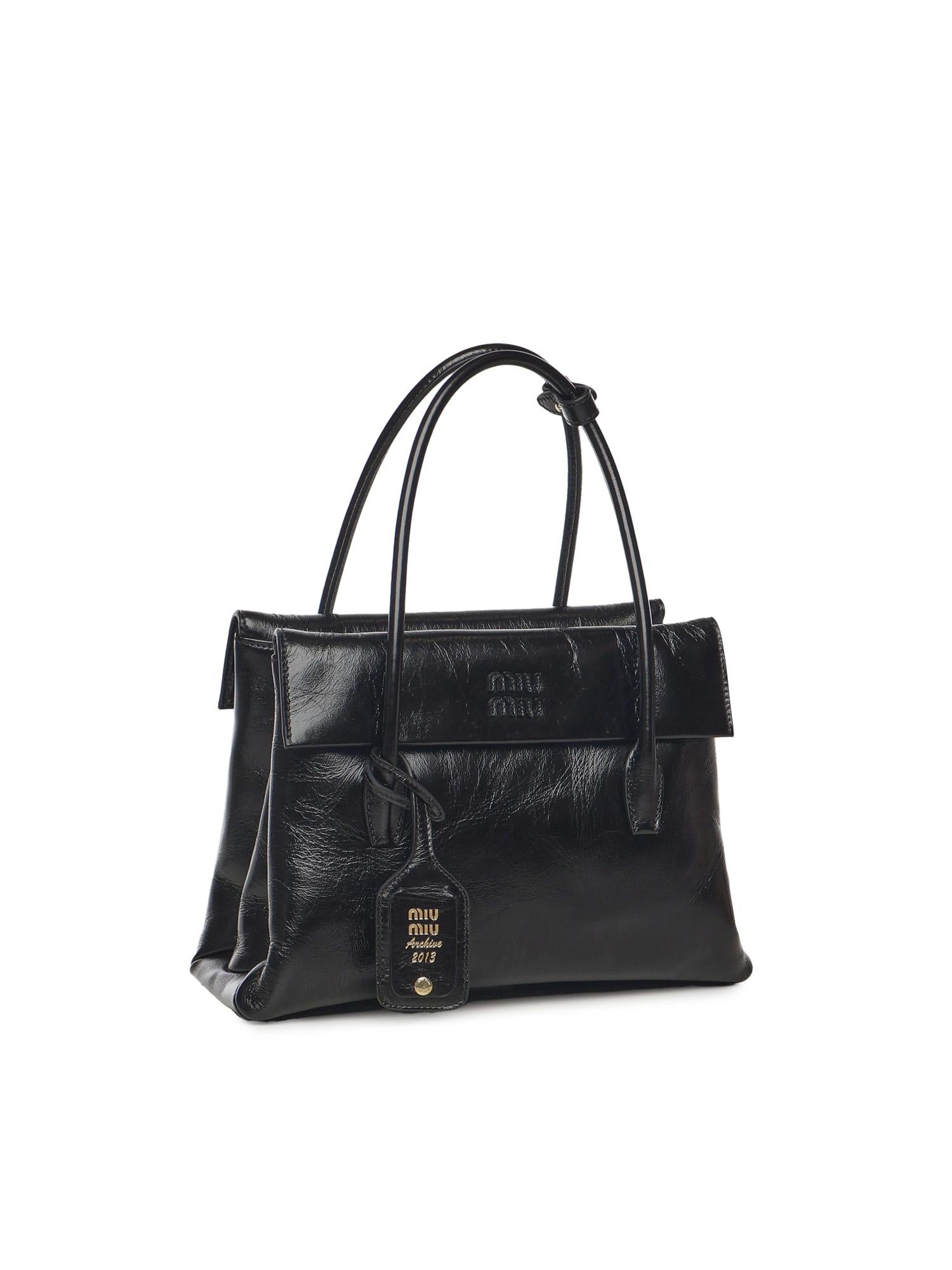 Borsa Solitaire in pelle lucida 5BA302 US0F0002 MIU MIU 