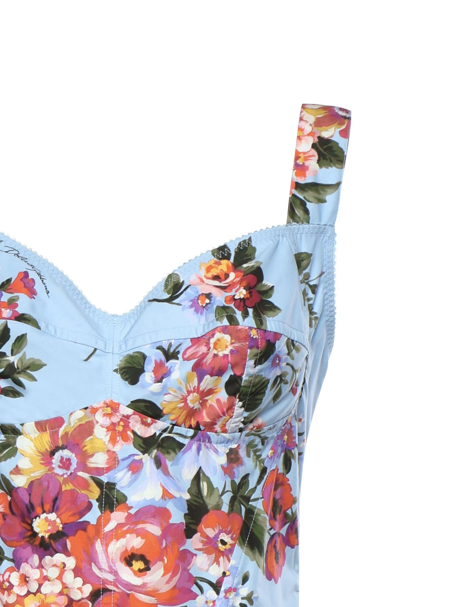 Abito bustier in cotone con stampa floreale F6TTHT HS5UUHC5ZO DOLCE & GABBANA 