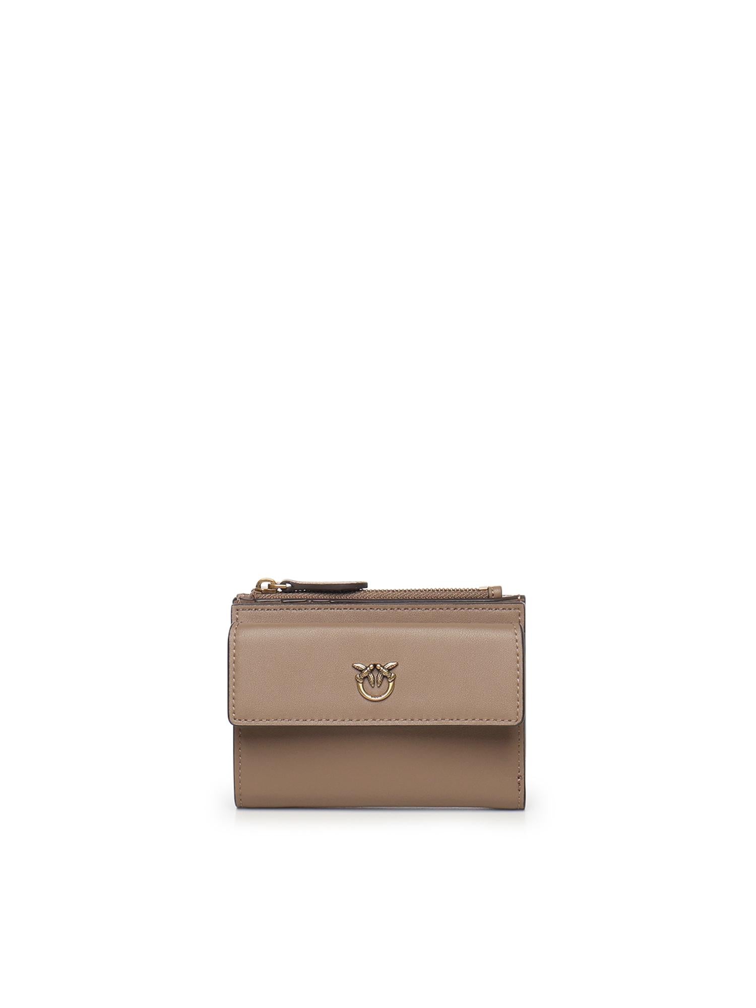 Portafoglio compatto in pelle con logo 103612 A0F1D01Q PINKO 