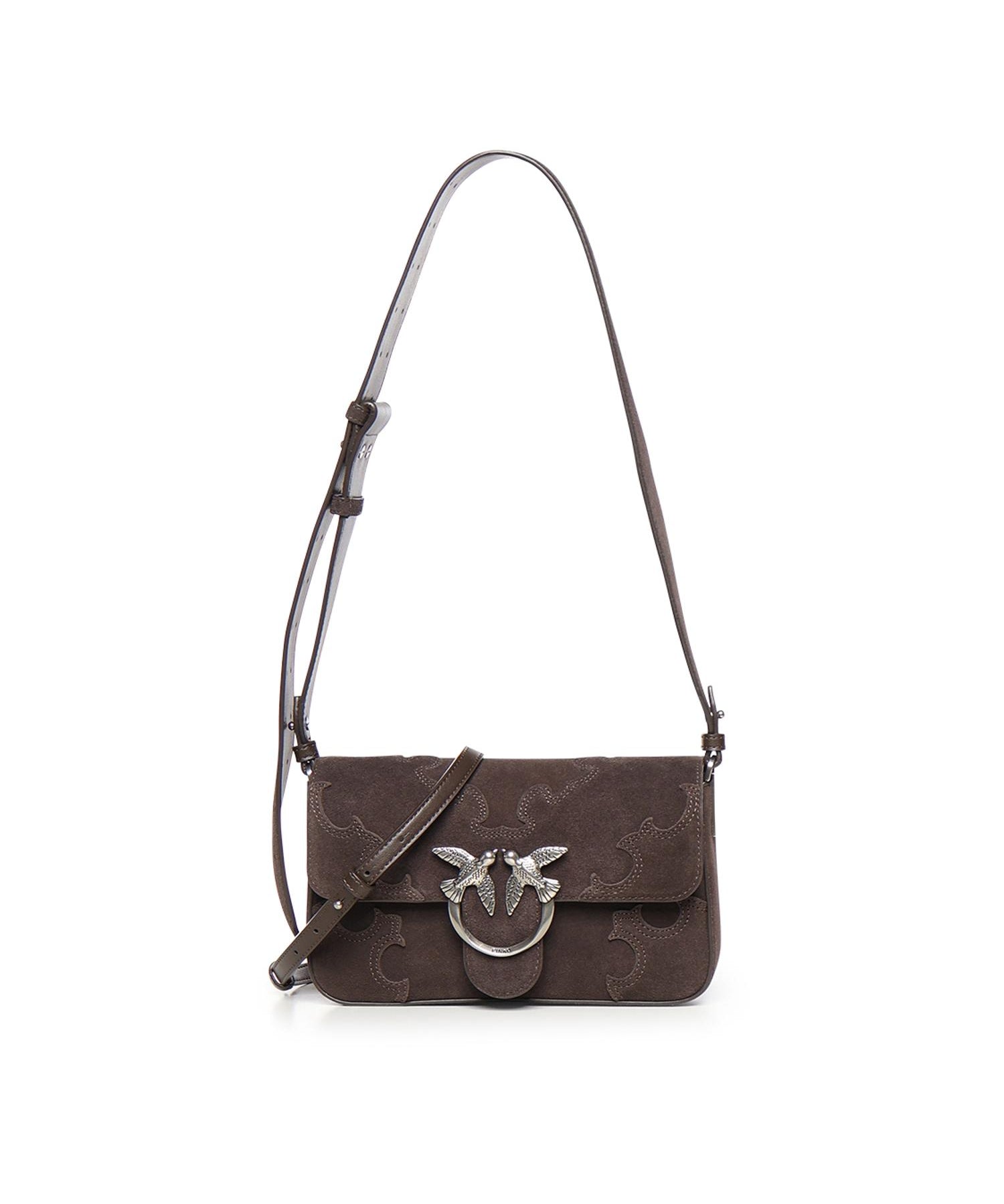 Borsa a spalla Mini Love Bag One Slouchy in suede con intarsi 106244 A0F6M11O PINKO 