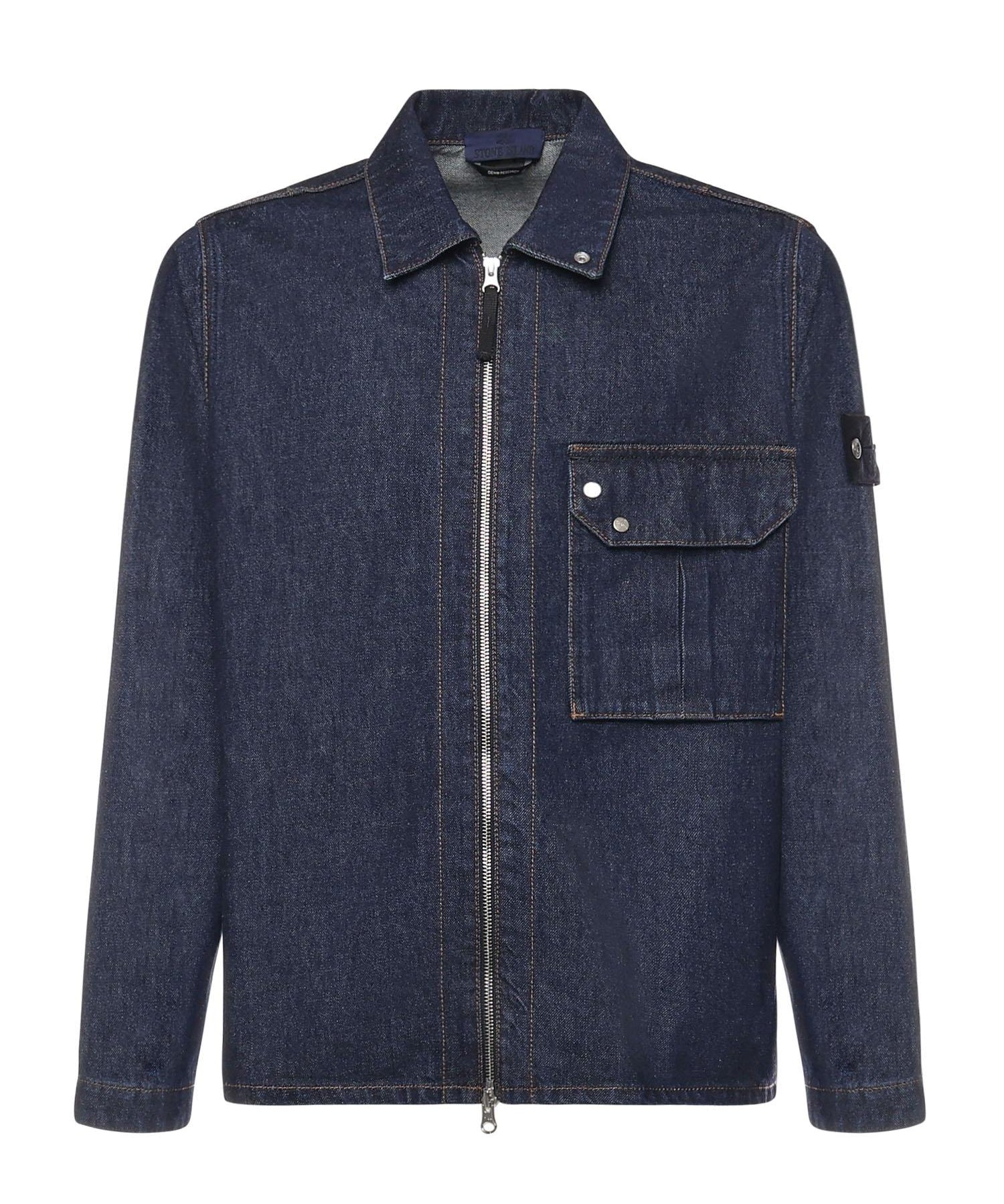 Overshirt in denim con logo L1S141200002 S00J7VJ201 STONE ISLAND 