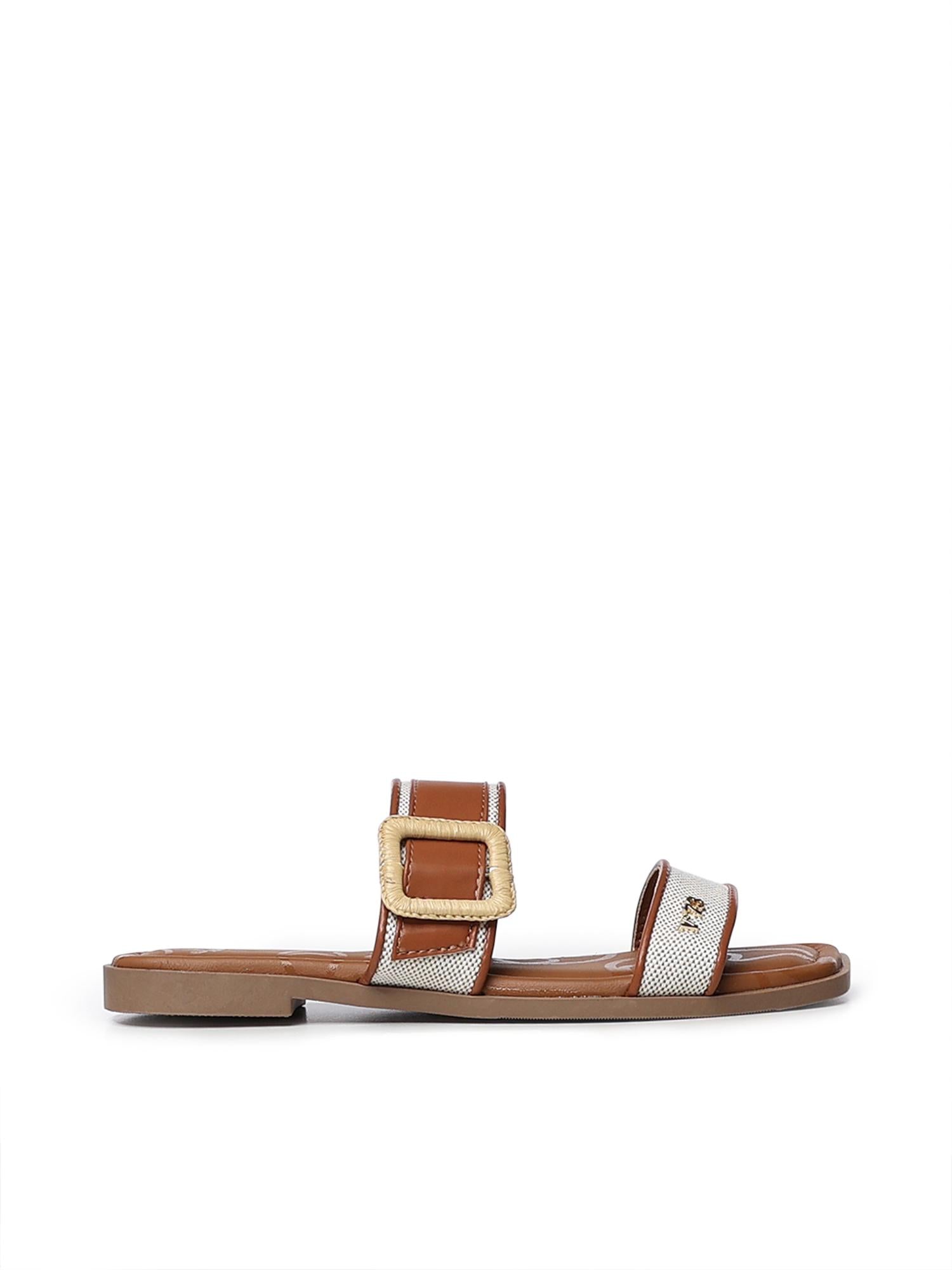 Sandali flat Cassie con logo 73SC9XW01 CASSIE FLATNATURALE/CUOIO V° 73 