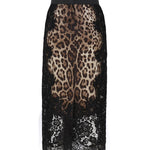 Gonna midi in raso stampa leopardo con inserti in pizzo F4BHCT FSAXYHY13M DOLCE & GABBANA 