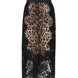 Gonna midi in raso stampa leopardo con inserti in pizzo F4BHCT FSAXYHY13M DOLCE & GABBANA 