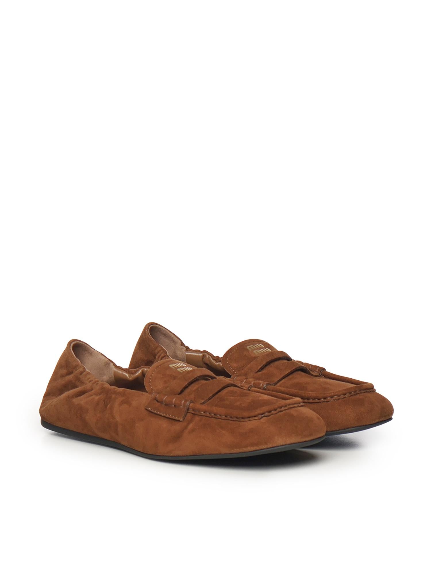 Mocassini Ruches in pelle scamosciata 5D341E 008F0316 MIU MIU 