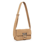 Borsa a spalla Mini Love Bag One Slouchy in suede con intarsi 106244 A0F6L08O PINKO 