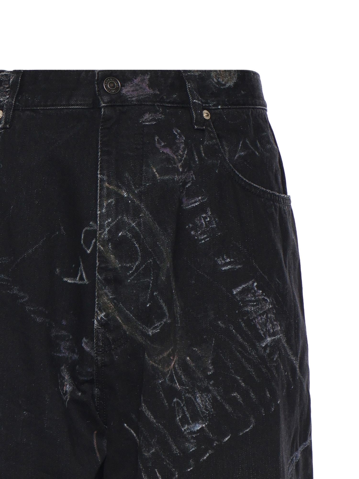 Pantaloni Baggy Minimal in denim di cotone washed crayon allover 857216 TTWA81037 BALENCIAGA 