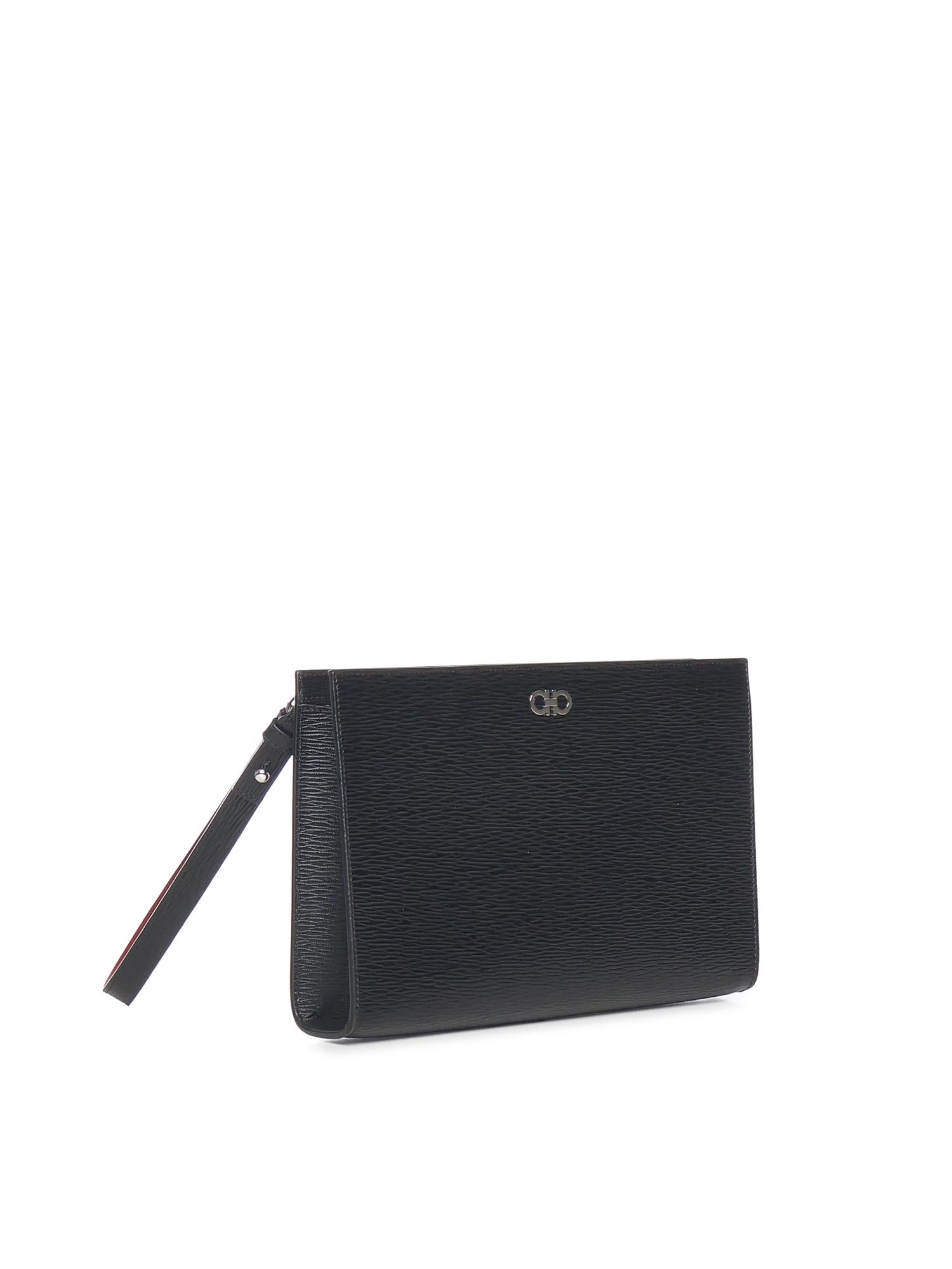 Pouch in pelle con logo 241889 791715001 FERRAGAMO 