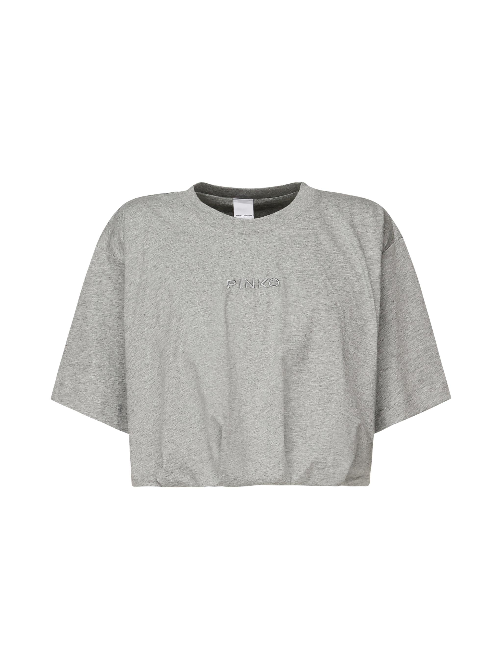 T-shirt cropped con ricamo logo 104257 A2F8I42 PINKO 