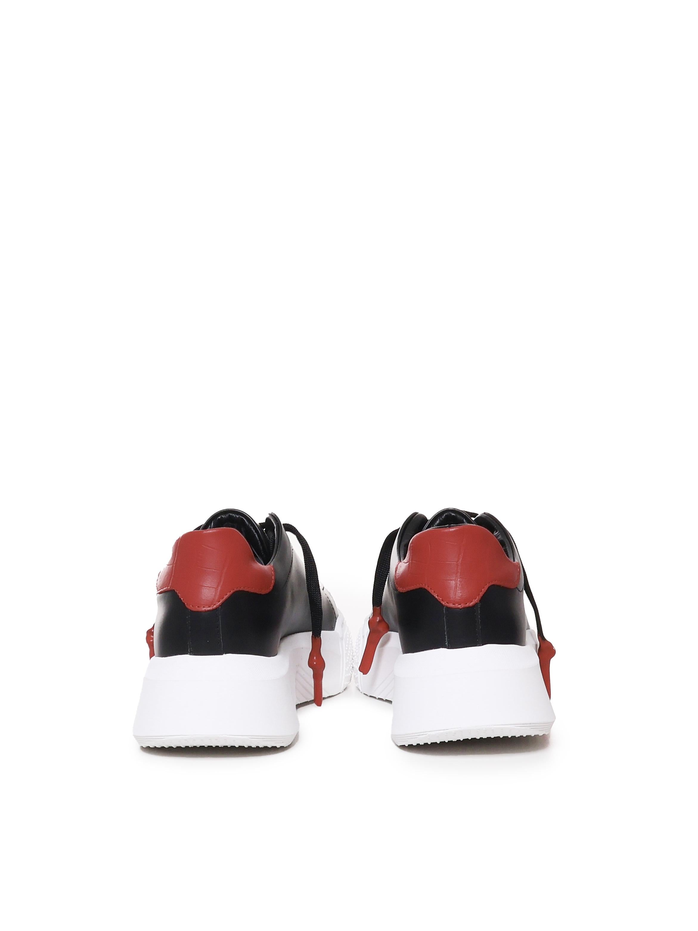 Sneakers Nemesis in pelle con lacci cerati NEMESIS2 NAPPA/CROCKBLACK/RED GIULIANO GALIANO 