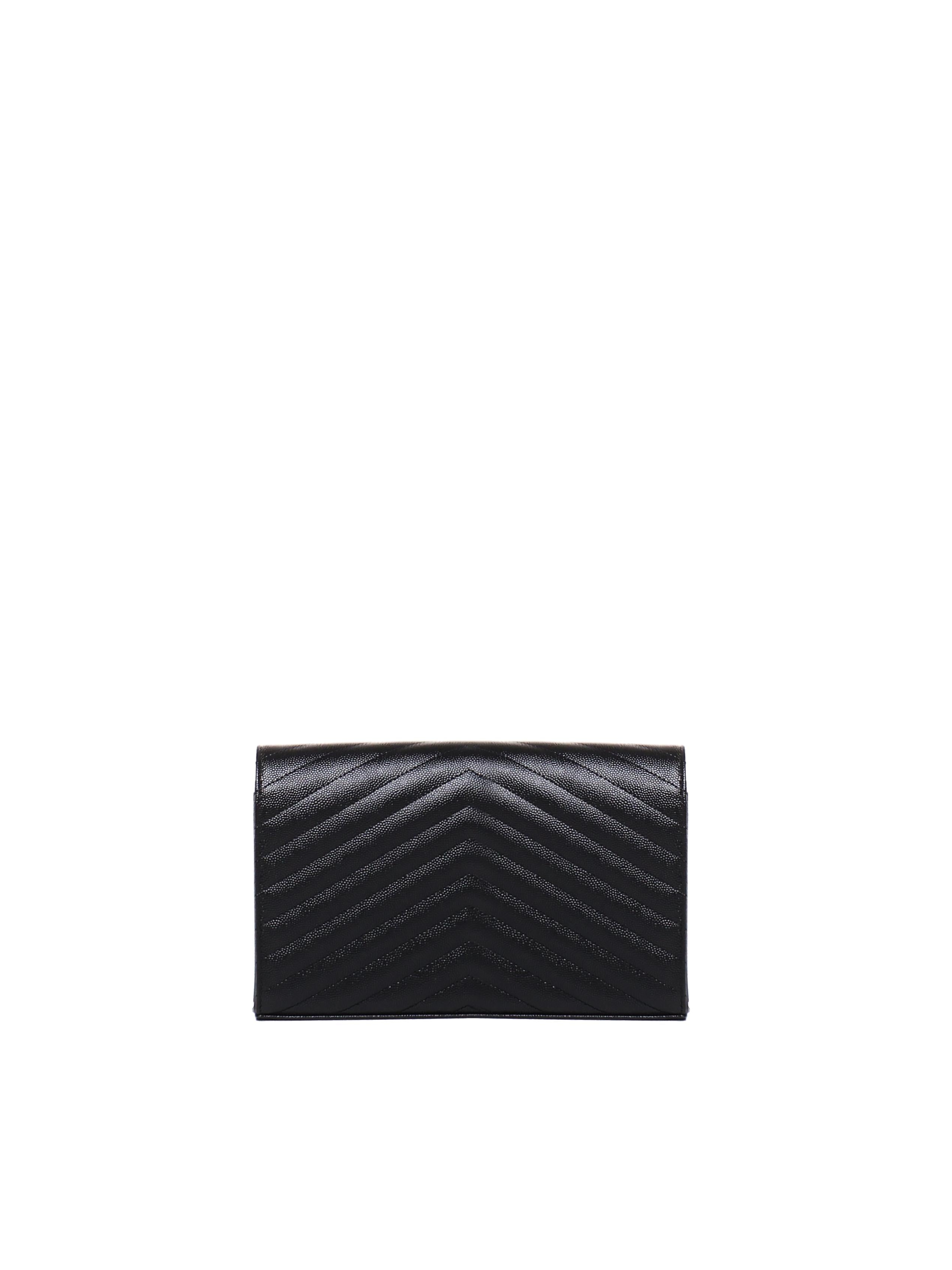 Pochette con catena Cassandre in pelle grain de poudre 377828 BOW011000 SAINT LAURENT 