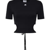 T-shirt cropped in cotone con logo 226JTS256JS0203 9999 COURREGES 