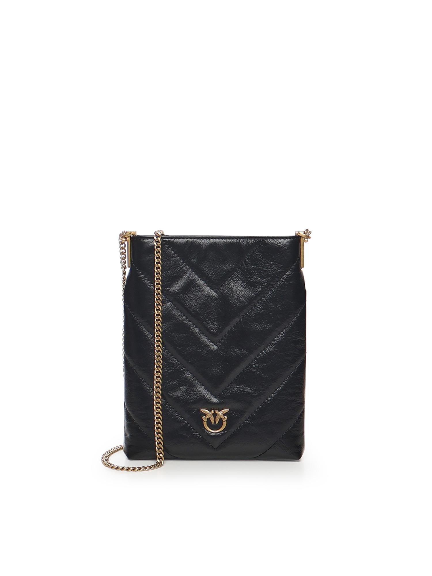 Bustina in pelle motivo chevron 105352 A2W2Z99Q PINKO 