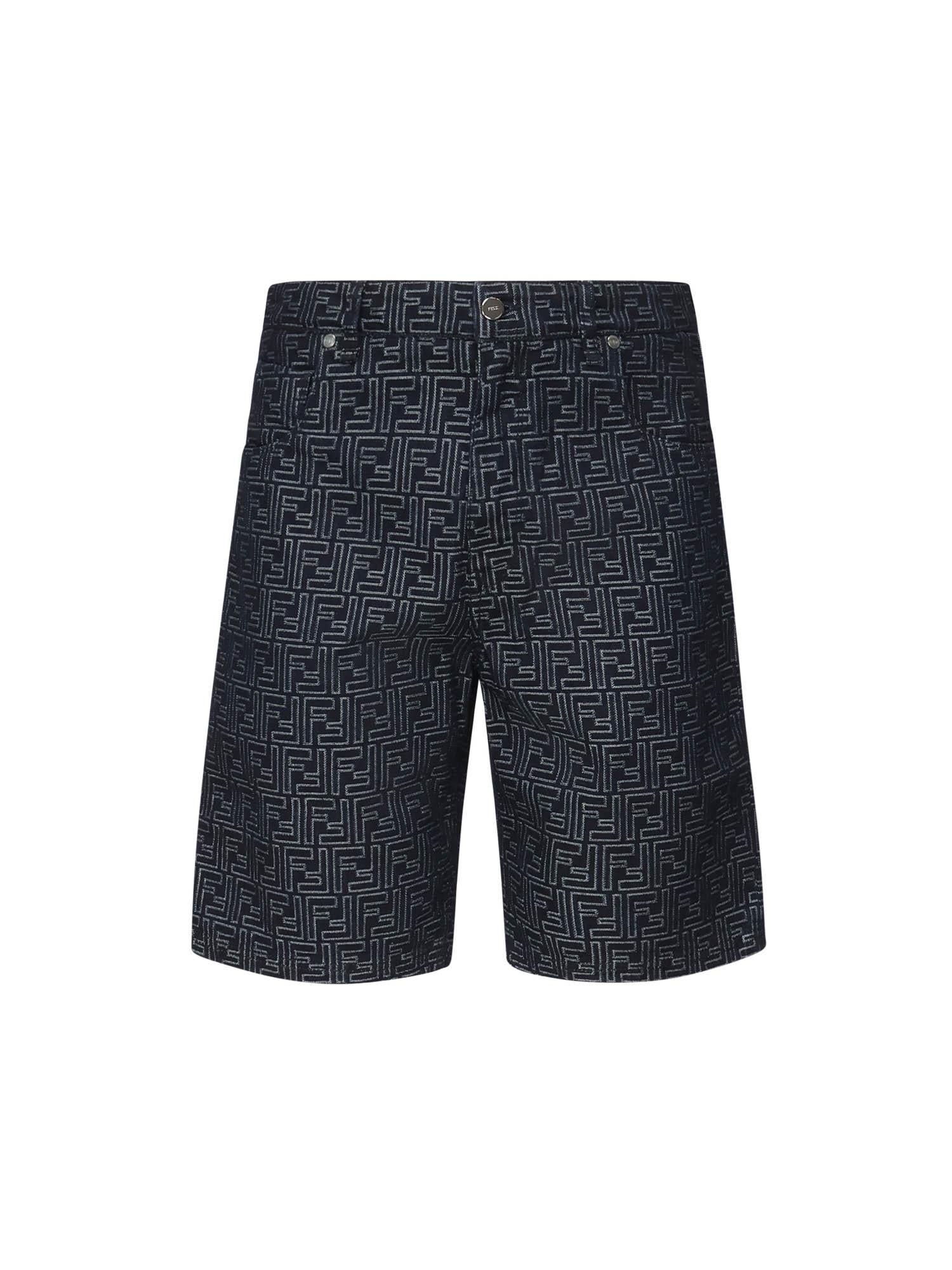 Pantaloncini in denim FF Jacquard FLP369 AUX4F0BUZ FENDI 