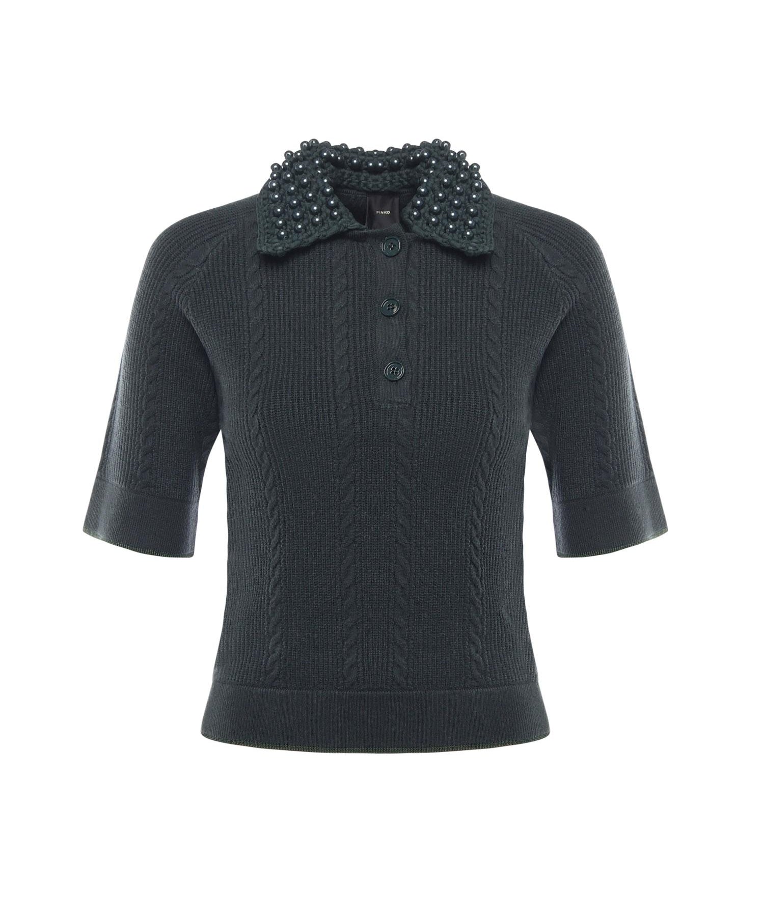 Maglia stile polo con perle 105484 A2QZX34 PINKO 