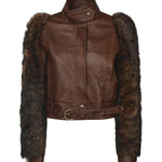 Giacca cropped in pelle CHC25ACV43206 28D CHLOÉ 