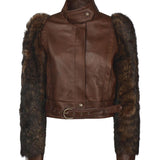 Giacca cropped in pelle CHC25ACV43206 28D CHLOÉ 