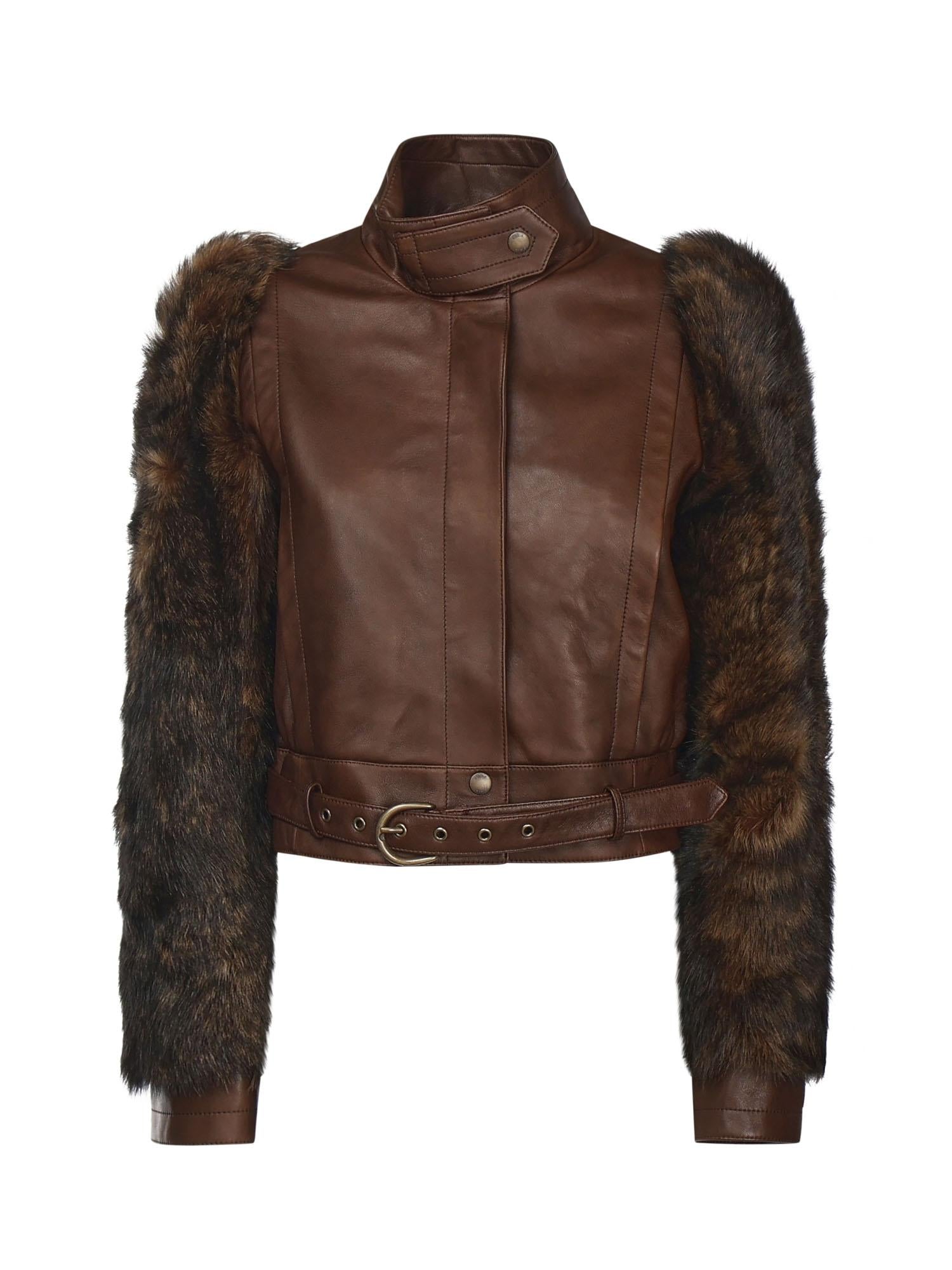 Giacca cropped in pelle CHC25ACV43206 28D CHLOÉ 