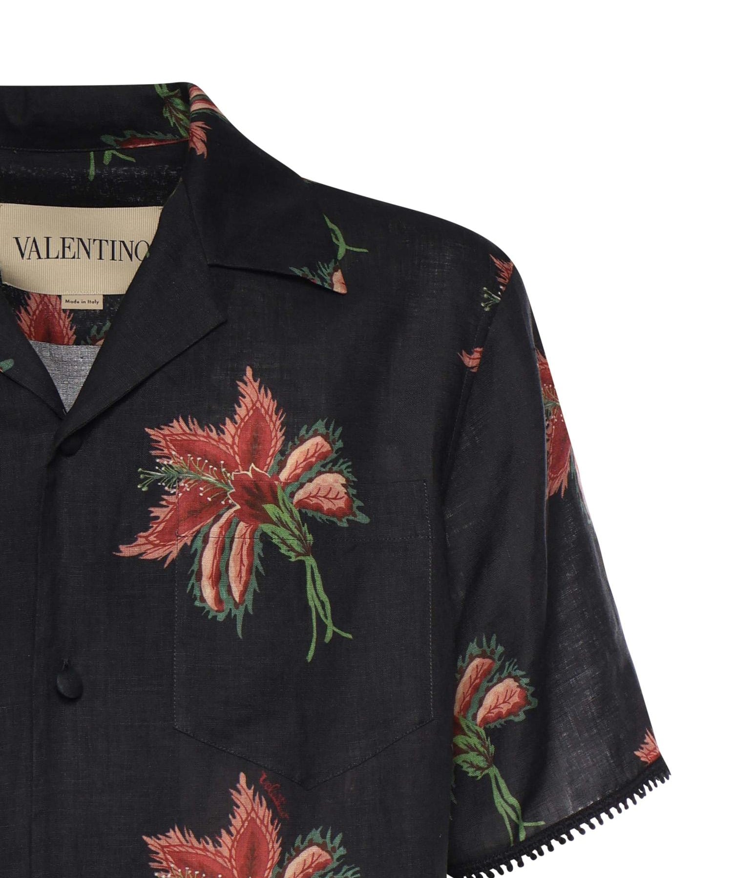 Camicia in lino con stampa Papier Floral 8V3AAN11 BA7D5Y VALENTINO GARAVANI 