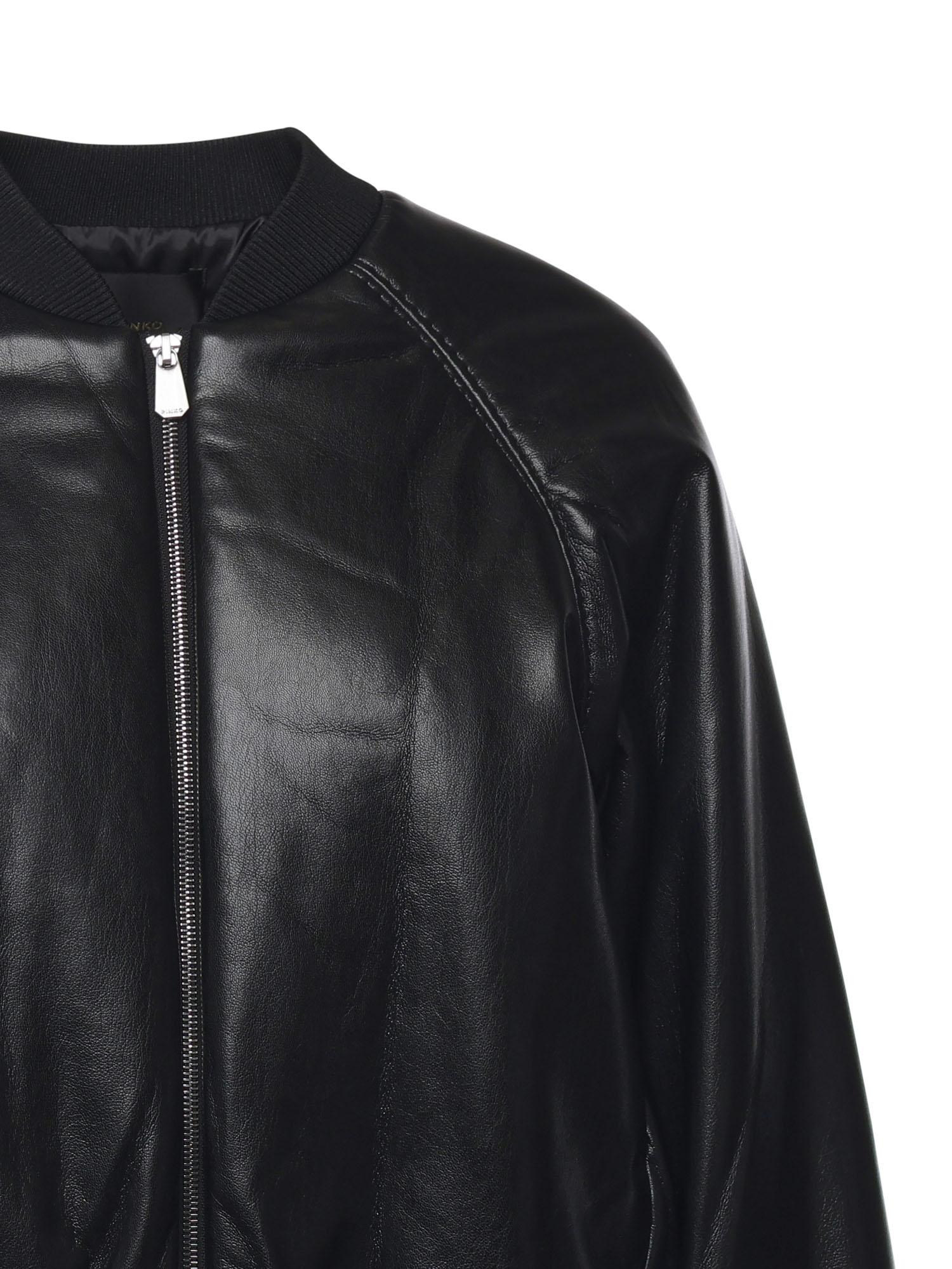 Bomber cropped effetto pelle 105372 A2P4Z99 PINKO 