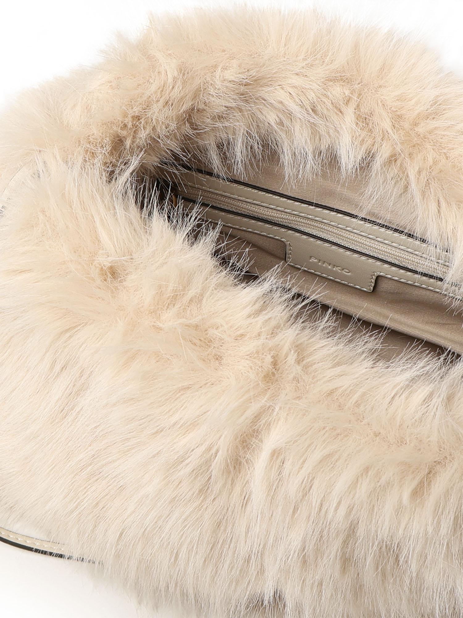 Maxi clutch in eco-pelliccia con logo<BR/> 105909 A2VZC50Q PINKO 