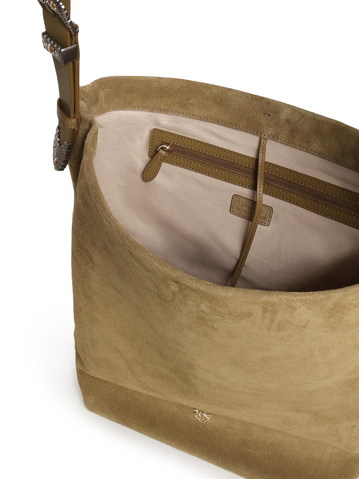 Borsa a tracolla grande Bucket Big in suede 106834 A0F6L22A PINKO 