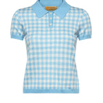 Polo check in misto lino e seta W42422AF SWIMMING POOL/CREAM GUEST IN RESIDENCE 