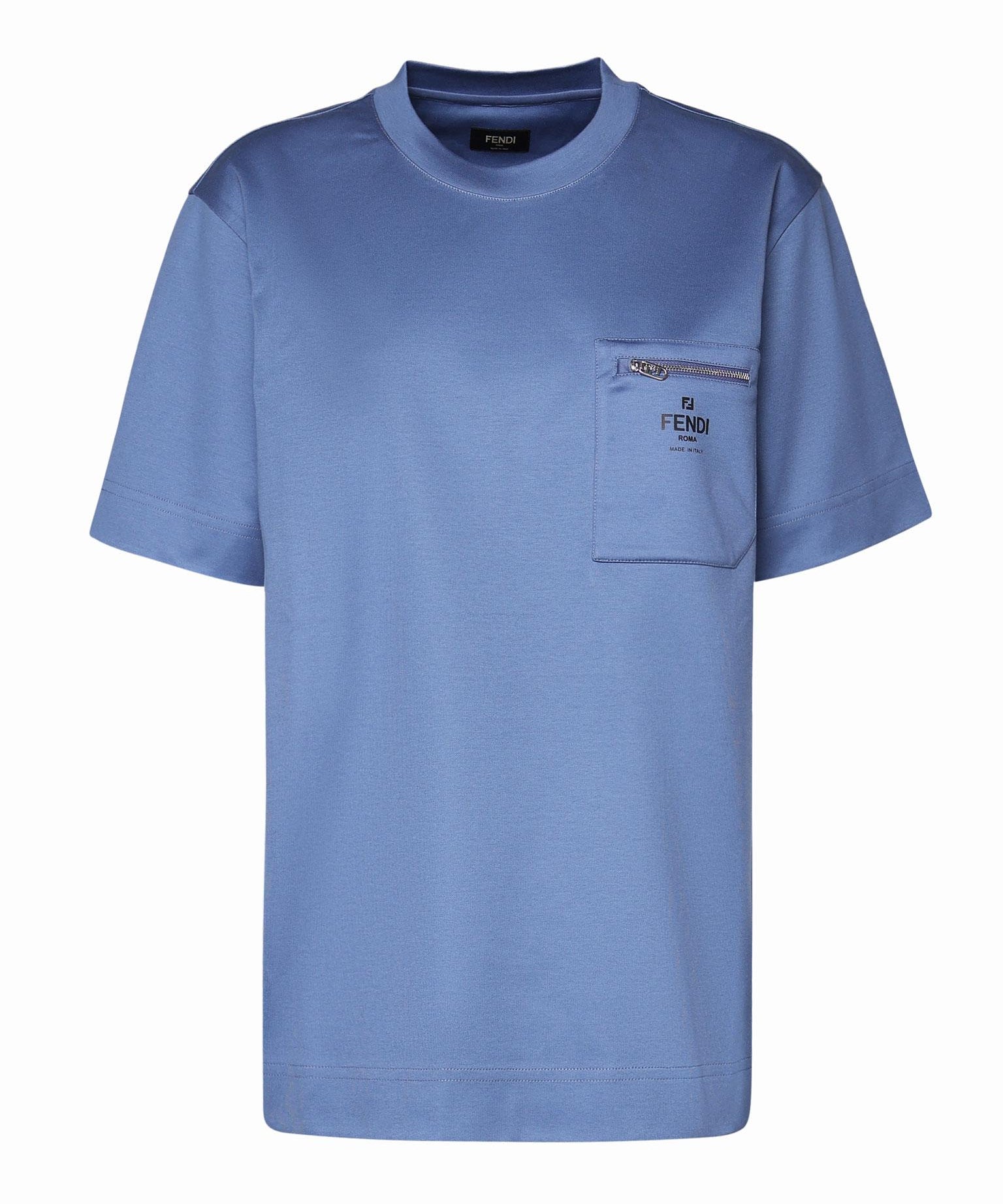 T-shirt in cotone con taschino con zip FY0936 ARYRF0GCT FENDI 