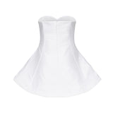 Mini abito babydoll senza spalline in popeline di pizzo bianco 16952500000031 WHITE MAGDA BUTRYM 