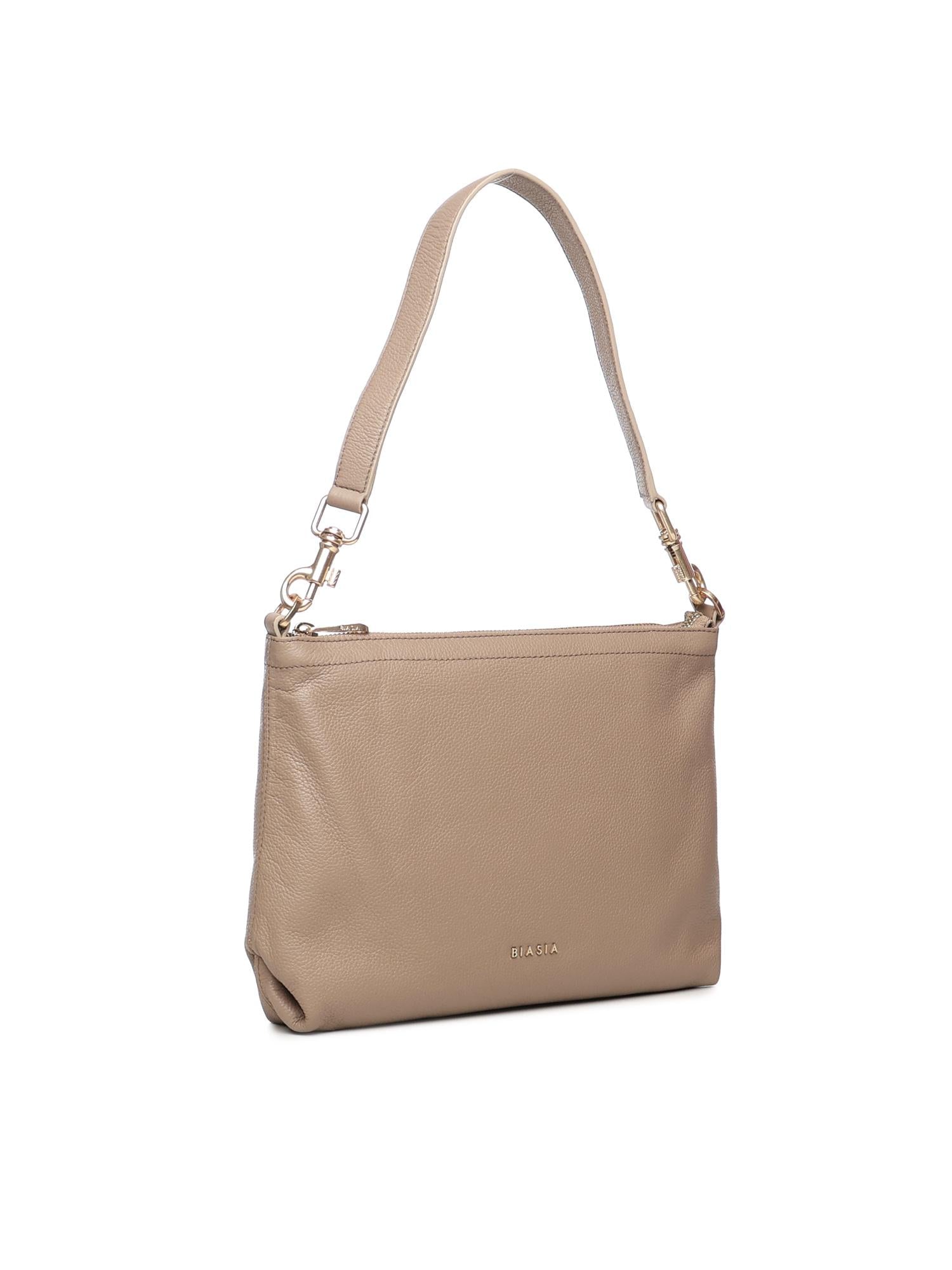 Borsa a spalla con logo BIBP9FA01 TAUPE BIASIA 