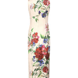 Abito longuette a tubino in raso stampa Fiori F6TTYT FSIB5H25PR DOLCE & GABBANA 