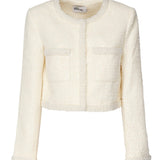 Giacca in bouclé crema con bordo di perle RS25164J C SELF-PORTRAIT 