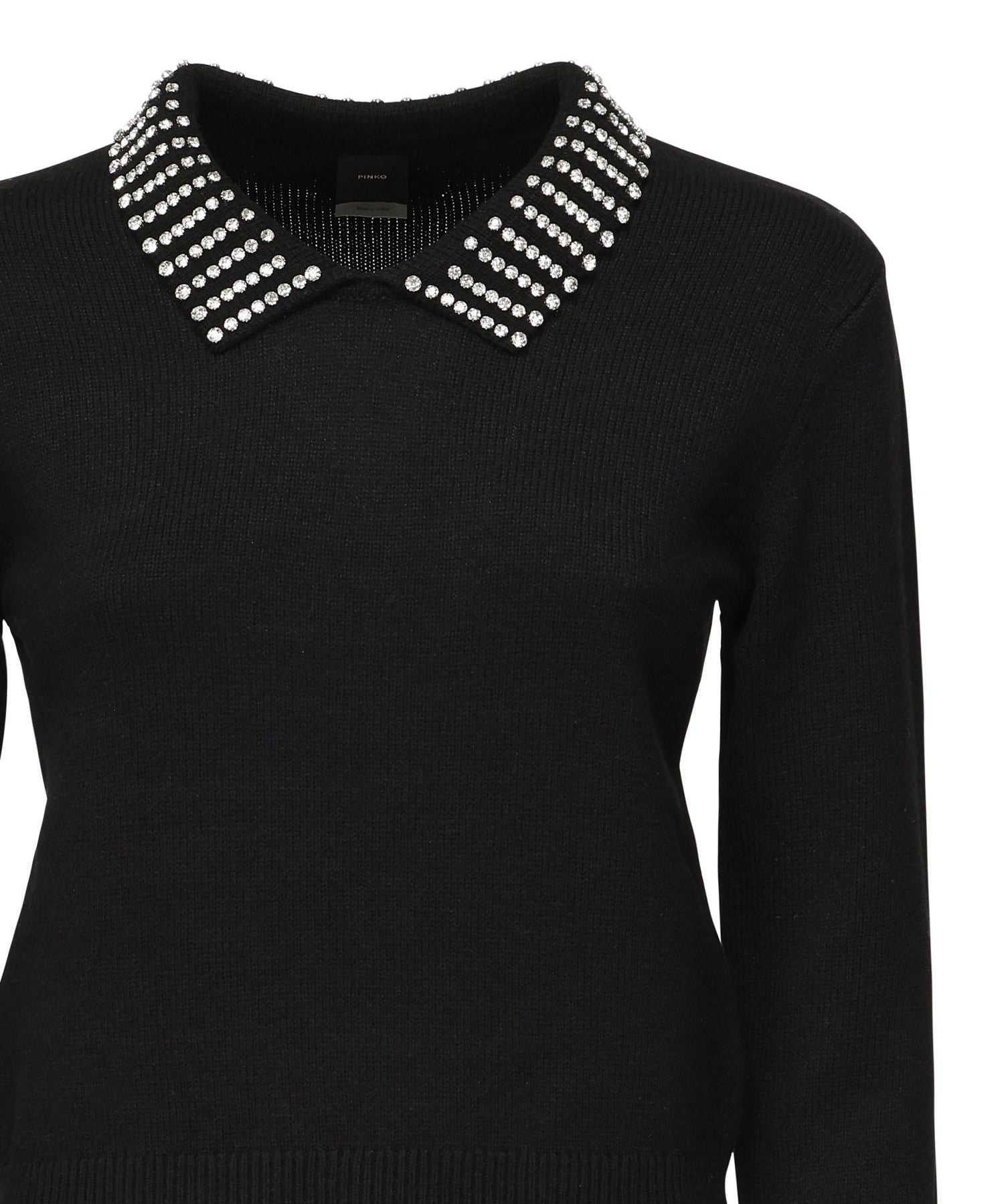 Maglia con colletto e strass<BR/> 105530 A2S4Z99 PINKO 