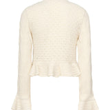 Cardigan cropped con logo e volant CHC25AMC01590 107 CHLOÉ 