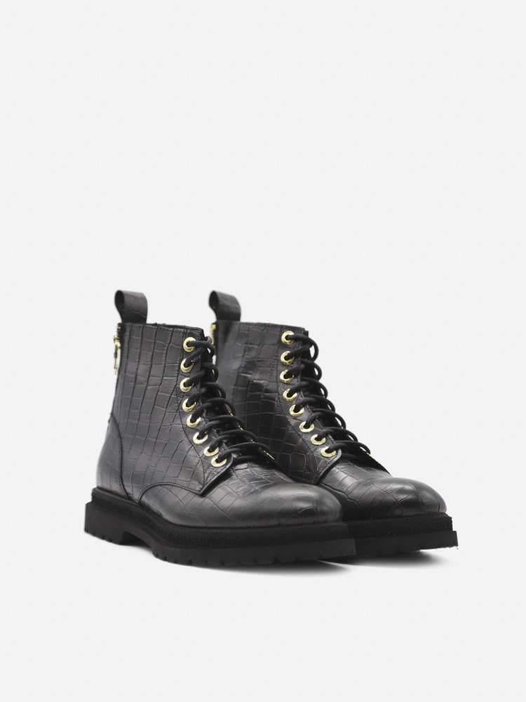 Stivaletti Tiger in pelle stampa cocco<BR/> 4601 3401 KROCK BLACK GIULIANO GALIANO 