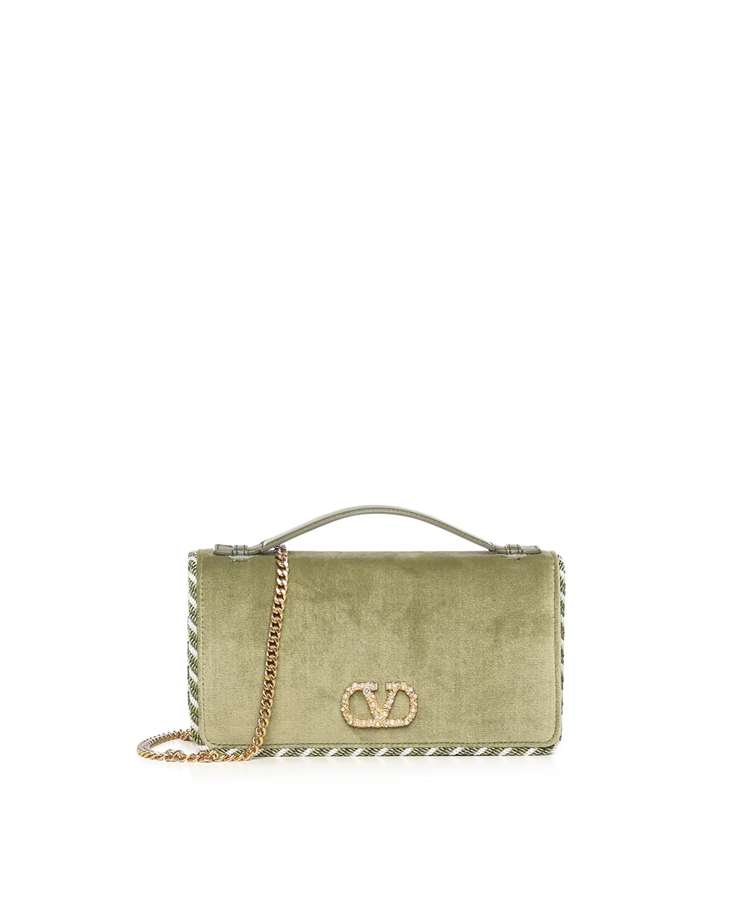 Portafoglio con catena Vlogo Signature in velluto con logo gioiello<BR/> 7W2P0AU1 CPXBCX VALENTINO GARAVANI 