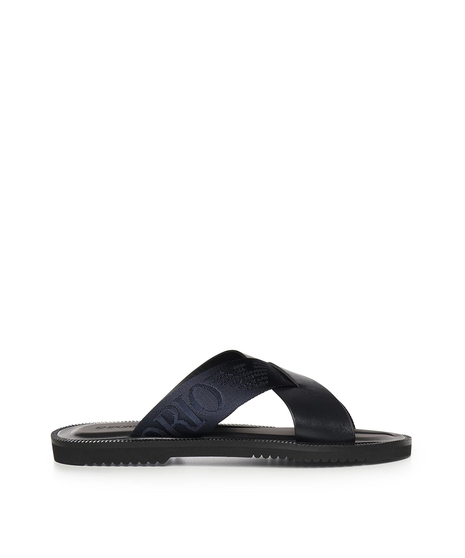 Sandali crossed in pelle e nastro con logo X4P124 XN787MB007 EMPORIO ARMANI 