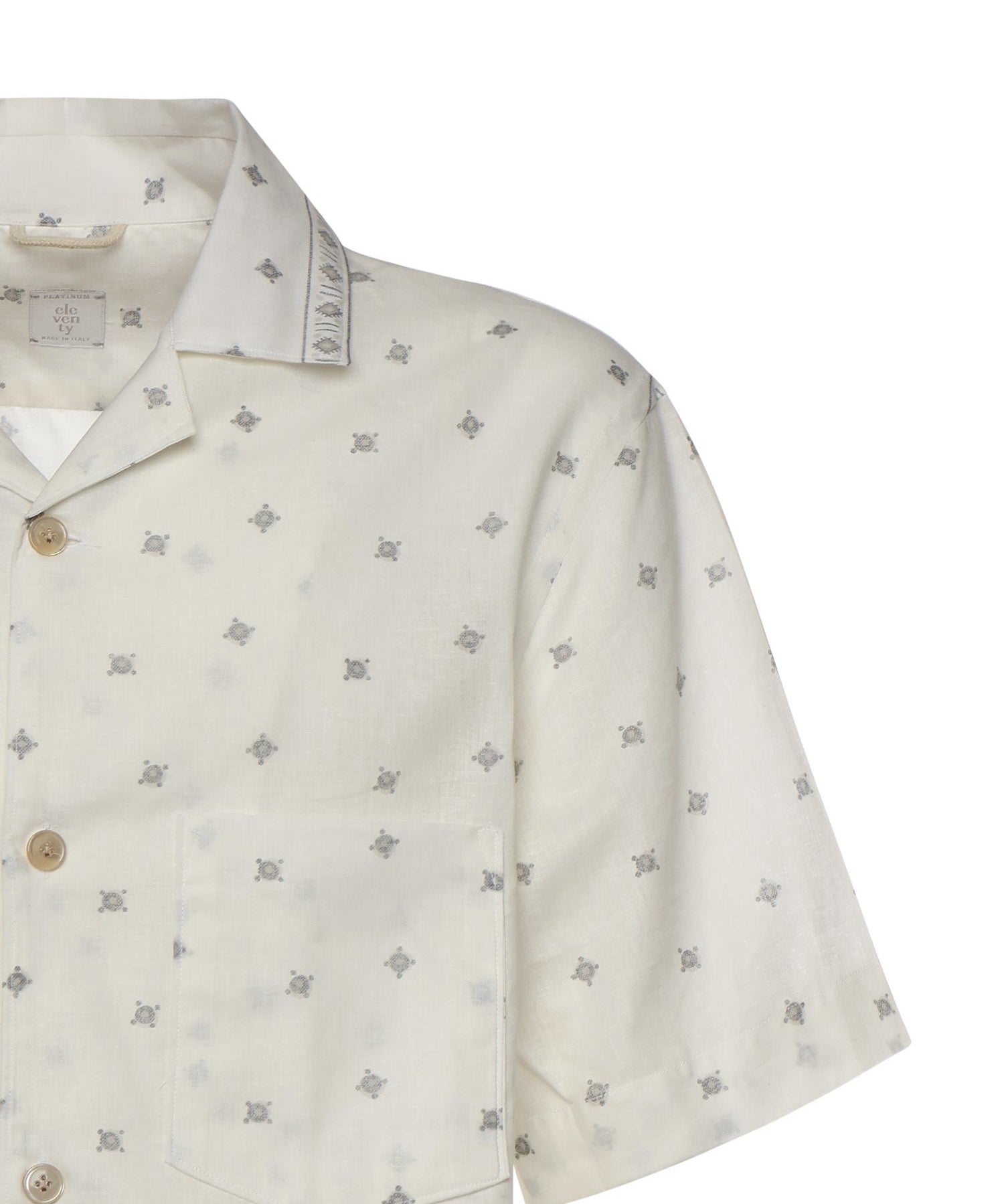 Camicia da bowling in lino e cotone M75CAMK09TES0M217 01 ELEVENTY 