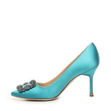 Décolleté Hangisi con fibbia gioiello in raso 9XX0663 4444 MANOLO BLAHNIK 