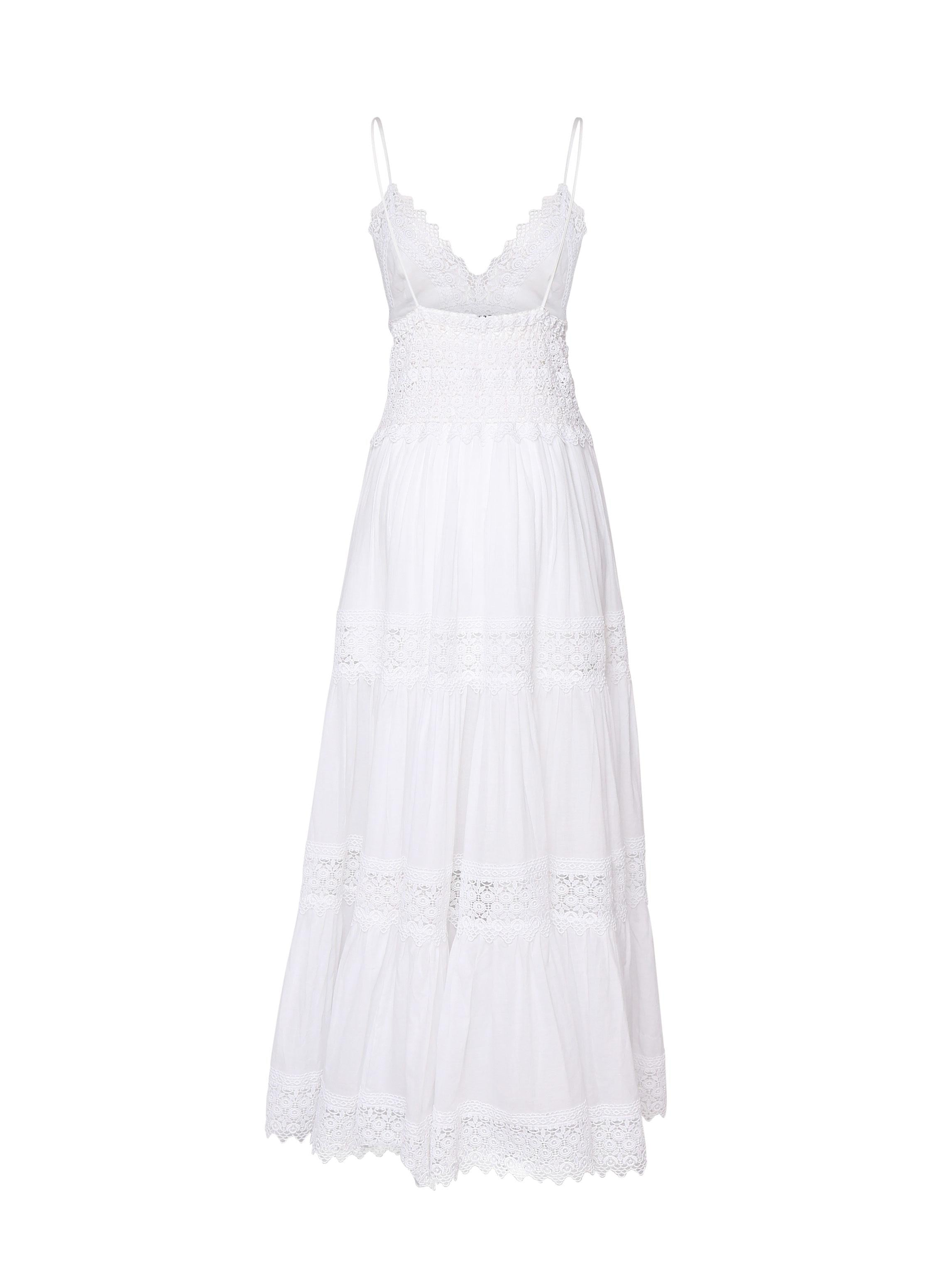 Abito maxi senza spalline in voile di misto cotone 201638 -WHITE CHARO RUIZ 